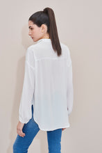 Load image into Gallery viewer, CREPE SHIRT WITH MANDARIN COLLAR AND RUCHED YOKE
