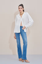 Load image into Gallery viewer, CREPE SHIRT WITH MANDARIN COLLAR AND RUCHED YOKE
