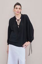 Load image into Gallery viewer, CREPE SHIRT WITH V NECK AND STRAPS
