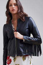 Load image into Gallery viewer, Fringed leather jacket
