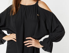 Load image into Gallery viewer, CREPE DE CHINE DRESS WITH CUT-OUT SHOULDER DETAIL
