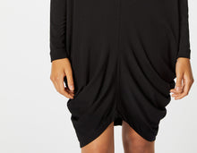 Load image into Gallery viewer, DRAPED DRESS IN STRETCHY VISCOSE JERSEY WITH ADJUSTABLE COWL-NECK
