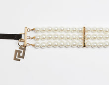 Load image into Gallery viewer, BEJEWELLED BELT WITH THREE ROWS OF WHITE PEARLS
