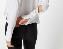 Load image into Gallery viewer, CREPE DE CHINE BOXY SHIRT WITH GOLD BUTTONS
