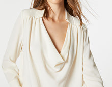 Load image into Gallery viewer, CREPE DE CHINE DRAPED SHIRT WITH COWL NECK
