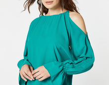 Load image into Gallery viewer, CREPE DE CHINE BLOUSE WITH CUT-OUT SHOULDER DETAIL
