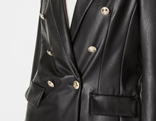 Load image into Gallery viewer, DOUBLE-BREASTED BLAZER IN FAUX LEATHER

