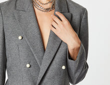 Load image into Gallery viewer, DOUBLE-BREASTED BLAZER IN STRETCHY FLANNEL WITH PEARL BUTTONS

