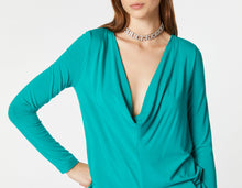 Load image into Gallery viewer, DRAPED TOP IN STRETCHY VISCOSE JERSEY WITH ADJUSTABLE COWL-NECK
