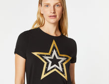 Load image into Gallery viewer, BASIC T-SHIRT IN STRETCHY LIGHT VISCOSE JERSEY WITH METALLIC EMBROIDERY DETAILS
