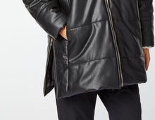 Load image into Gallery viewer, FAUX LEATHER HOODED, CROPPED DUVET JACKET 
