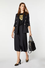 Load image into Gallery viewer, DOUBLE-BREASTED BLAZER IN ENGINEERED STRETCHY JERSEY WITH GOLD HERALDRY BUTTONS
