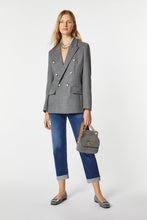 Load image into Gallery viewer, DOUBLE-BREASTED BLAZER IN STRETCHY FLANNEL WITH PEARL BUTTONS
