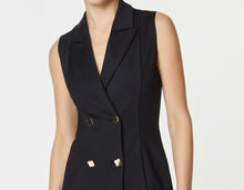 Load image into Gallery viewer, DOUBLE-BREASTED SLEEVELESS DRESS IN STRETCHY TECHNICAL JERSEY WITH LAPELS
