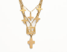 Load image into Gallery viewer, 3-CHAIN NECKLACE WITH CROSS CHARMS
