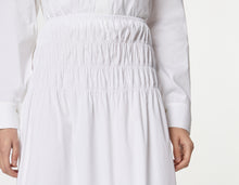 Load image into Gallery viewer, FLARED SKIRT IN STRETCHY POPLIN WITH RUCHING DETAIL
