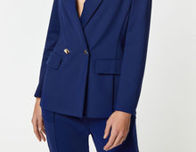Load image into Gallery viewer, DOUBLE-BREASTED BLAZER IN STRETCHY TECHNICAL JERSEY WITH GOLD BUTTONS
