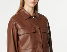 Load image into Gallery viewer, FAUX LEATHER JACKET WITH DOUBLE PATCH POCKETS AND GOLD METAL BUTTONS
