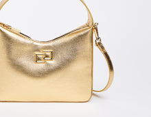 Load image into Gallery viewer, FAUX-LEATHER CRESCENT BAG WITH GOLD CG LOGO
